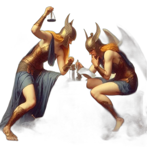 concept art, fantasy art, pixel art, 3d render, fire, two, angelic, figures transparent PNG cut-out