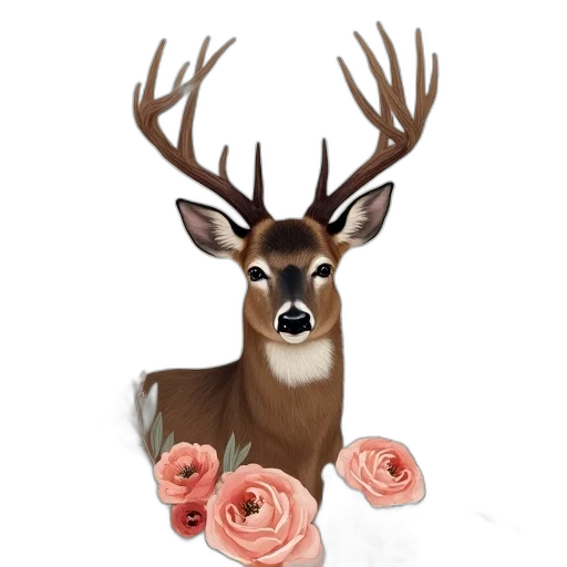 crown, animal, jewelry, flower, photorealistic, 3d render, concept art, watercolor transparent PNG cut-out