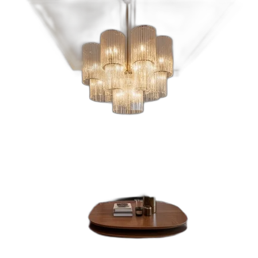 furniture, jewelry, 3d render, photorealistic, earth tones, modern, chandelier, sleek transparent PNG cut-out