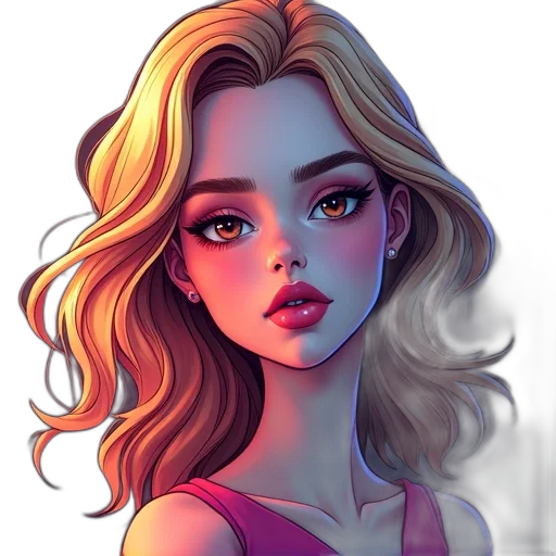 face, dress, fantasy art, cartoon, photorealistic, pixel art, neon lights, pastel transparent PNG cut-out