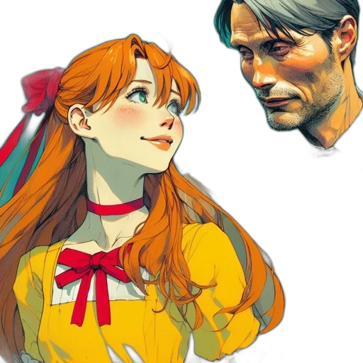 face, dress, concept art, comic book art, anime, pixel art, red, colorful transparent PNG cut-out