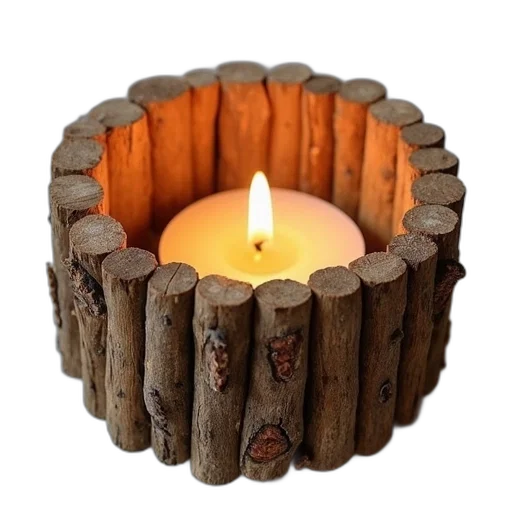 furniture, jewelry, fire, earth tones, rustic, wooden, candle, holder transparent PNG cut-out