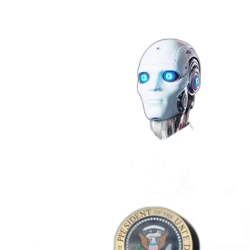 robot, face, mask, creature, concept art, 3d render, cyberpunk, blue transparent PNG cut-out