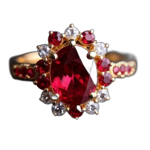 jewelry, crown, red, close-up, image, gold, ring, gemstone transparent PNG cut-out