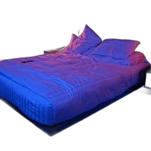 furniture, 3d render, vaporwave, blue, modern, bedroom, bed, featuring transparent PNG cut-out