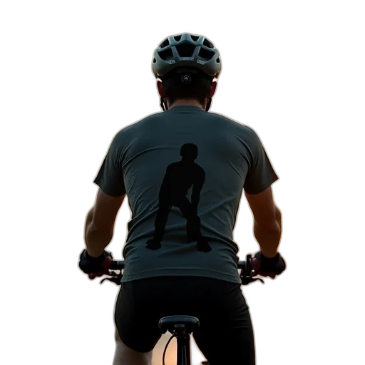man, wearing, helmet, riding, bicycle, shirt, black, silhouette transparent PNG cut-out