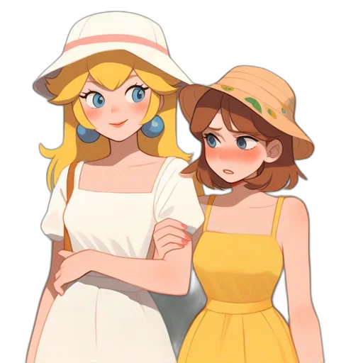 hat, dress, crown, anime, pixel art, cartoon, concept art, golden transparent PNG cut-out