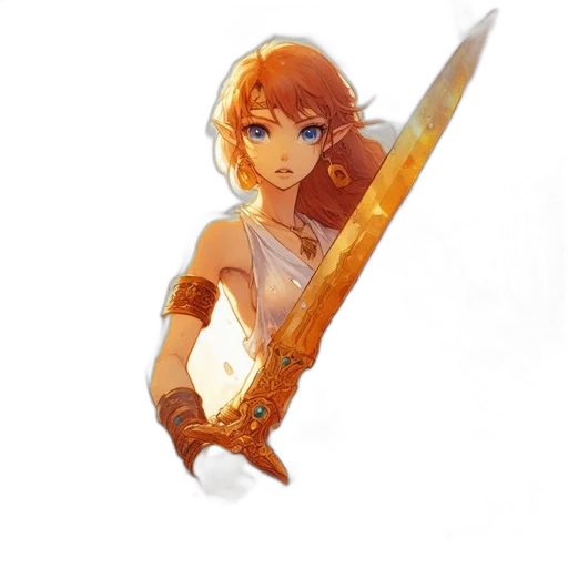 sword, weapon, staff, fantasy art, concept art, pixel art, anime, golden transparent PNG cut-out
