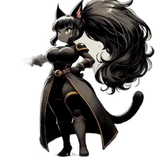 staff, concept art, fantasy art, pixel art, comic book art, dark, monochrome, cat-like transparent PNG cut-out