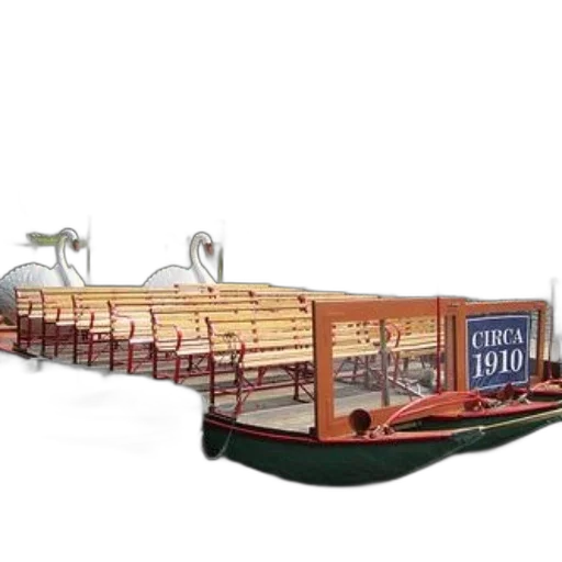 3d render, concept art, photorealistic, swan, boat, sign, circa, 1910 transparent PNG cut-out