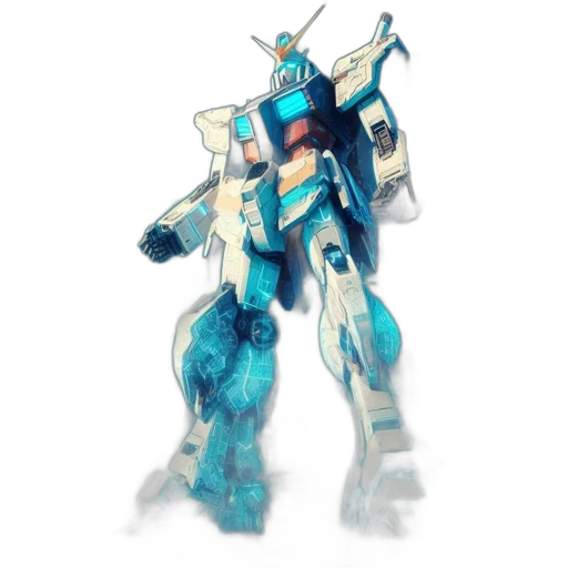 robot, weapon, staff, animal, concept art, 3d render, vaporwave, pixel art transparent PNG cut-out