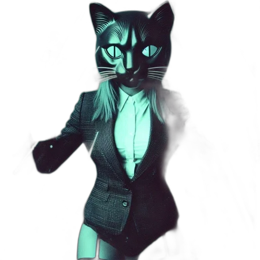 mask, dress, jacket, staff, 3d render, concept art, cyberpunk, fantasy art transparent PNG cut-out