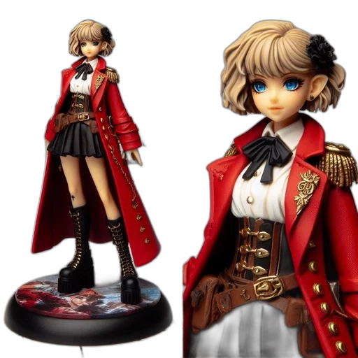 concept art, 3d render, fantasy art, anime, red, animated, female, figure transparent PNG cut-out