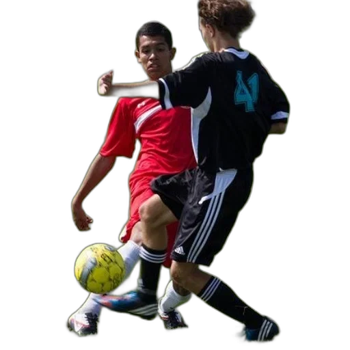 two, soccer, players, action, field, one, wearing, red transparent PNG cut-out