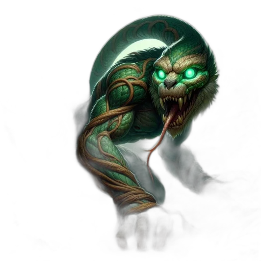 creature, mask, dragon, staff, concept art, fantasy art, 3d render, photorealistic transparent PNG cut-out