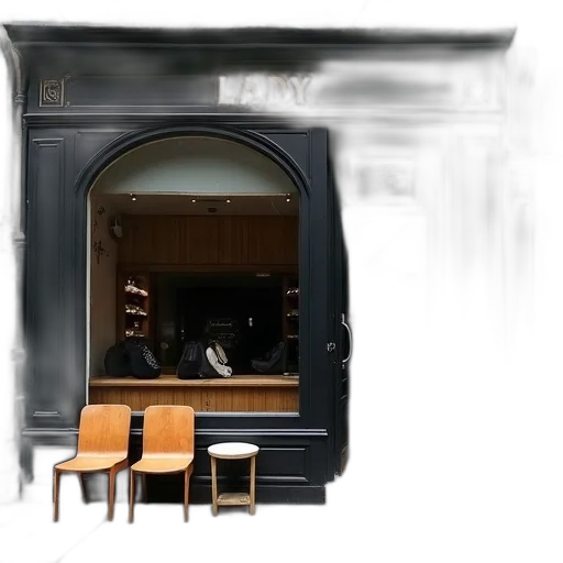 furniture, building, 3d render, photorealistic, concept art, fire, city street, black transparent PNG cut-out