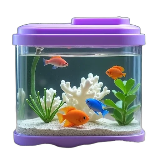 animal, 3d render, photorealistic, underwater, small, rectangular, plastic, fish transparent PNG cut-out