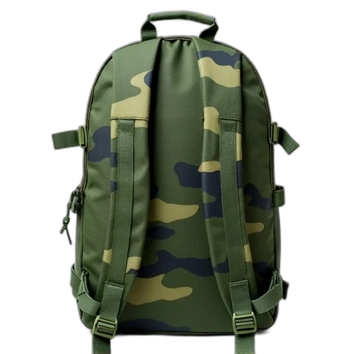 jacket, weapon, 3d render, green, camouflage, backpack, zipper, closure transparent PNG cut-out