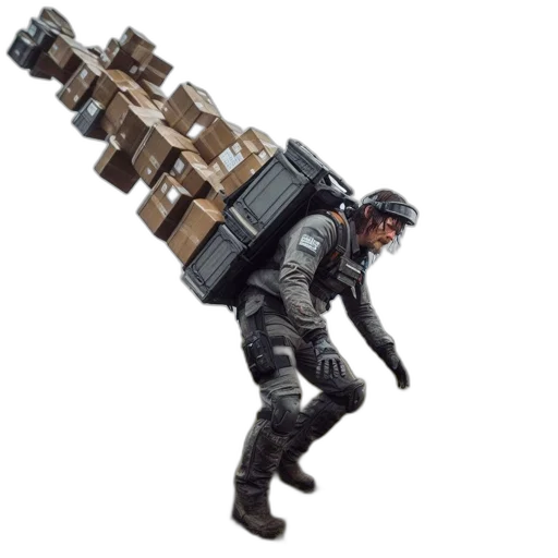 weapon, robot, staff, jacket, concept art, 3d render, pixel art, cyberpunk transparent PNG cut-out