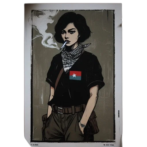 jacket, cyberpunk, comic book art, concept art, cartoon, artsy, shot, features transparent PNG cut-out