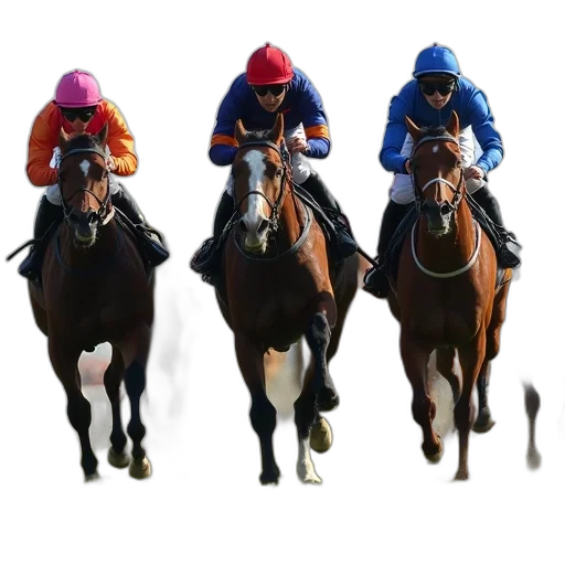 first, image, shows, group, jockeys, riding, horses, during transparent PNG cut-out