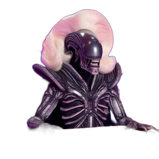 creature, robot, mask, hair, vaporwave, concept art, 3d render, cyberpunk transparent PNG cut-out