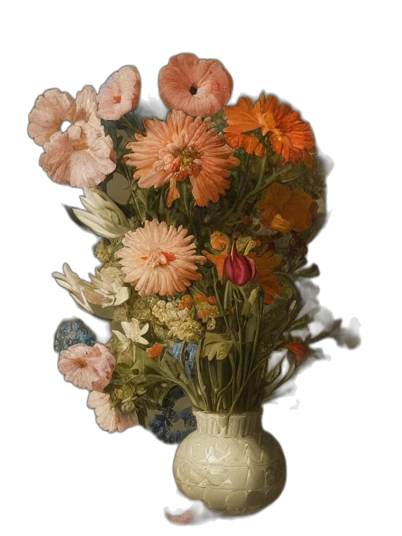 flower, crown, jewelry, bottle, photorealistic, oil painting, 3d render, watercolor transparent PNG cut-out