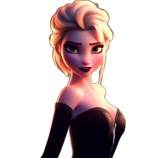dress, crown, face, cartoon, concept art, 3d render, fantasy art, dark transparent PNG cut-out