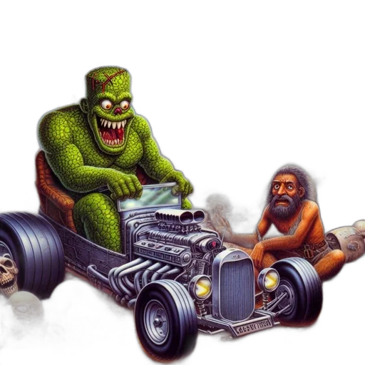 car, concept art, comic book art, fantasy art, pixel art, monster, country, racing transparent PNG cut-out