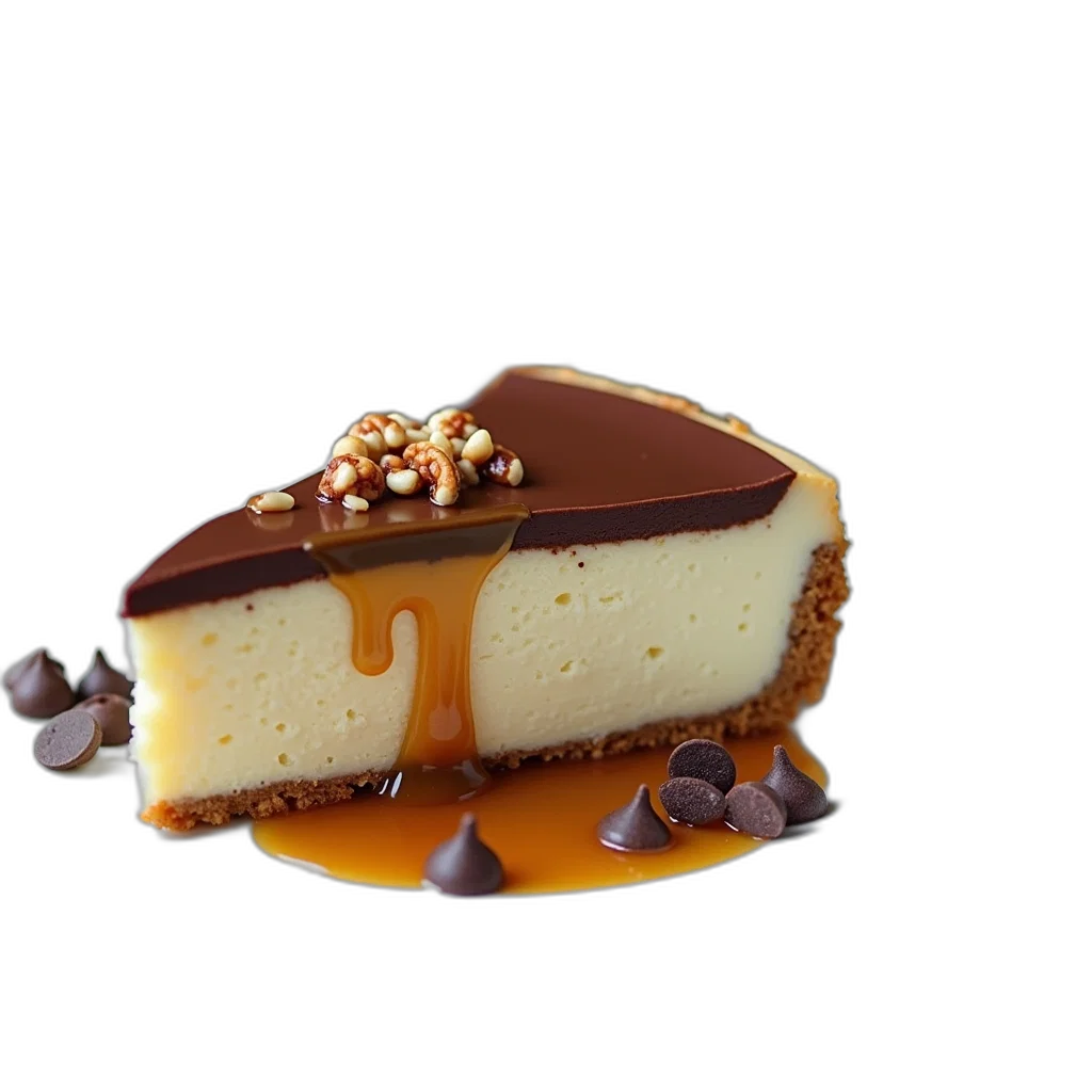 food, crown, 3d render, photorealistic, golden, slice, chocolate-covered, cheesecake transparent PNG cut-out