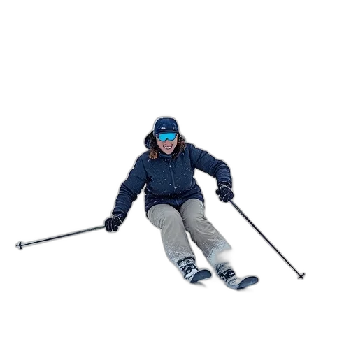 staff, jacket, woman, skis transparent PNG cut-out