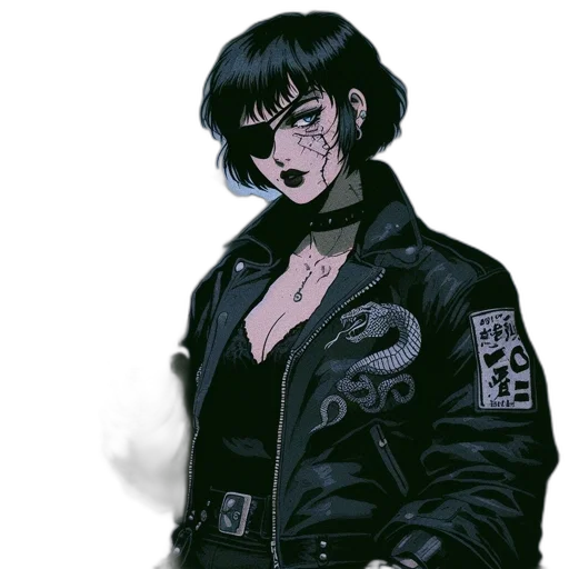 jacket, weapon, face, mask, cyberpunk, comic book art, concept art, anime transparent PNG cut-out