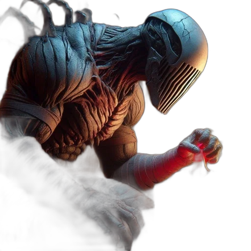 creature, mask, robot, hair, concept art, comic book art, fantasy art, 3d render transparent PNG cut-out