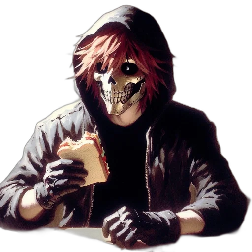 jacket, mask, face, food, cyberpunk, concept art, pixel art, comic book art transparent PNG cut-out