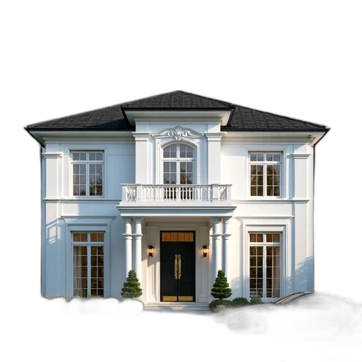 building, 3d render, photorealistic, concept art, luxurious, two-story, house, prominent transparent PNG cut-out