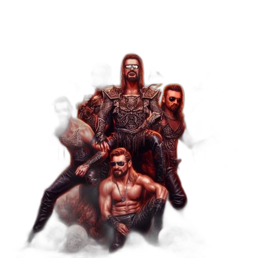 animal, creature, concept art, fantasy art, comic book art, pixel art, four, men transparent PNG cut-out