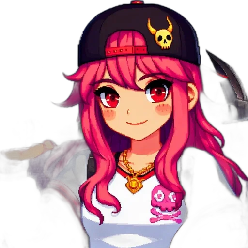 hat, staff, pixel art, anime, cartoon, concept art, neon, red transparent PNG cut-out