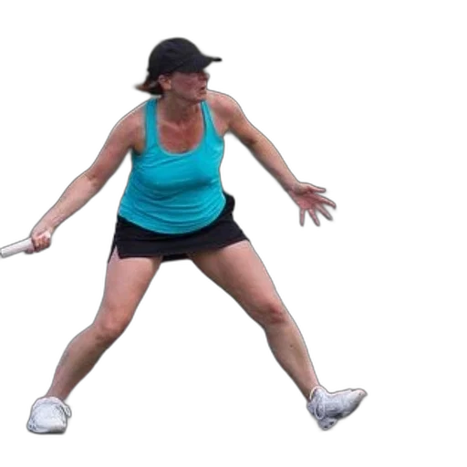 woman, blue, tank, top, black, skirt, playing, tennis transparent PNG cut-out