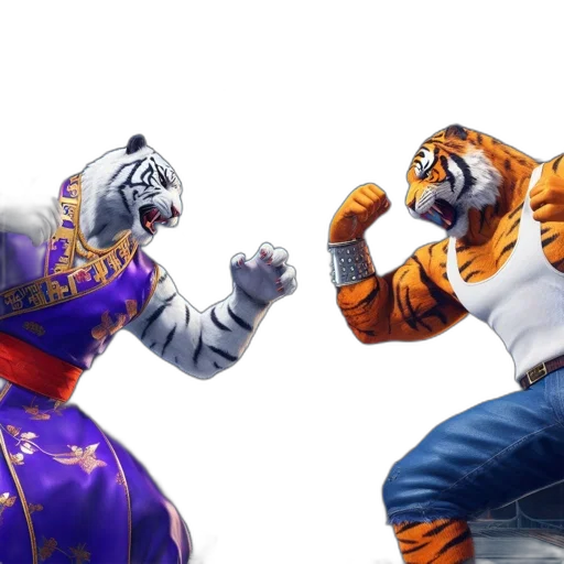 concept art, 3d render, fantasy art, anthropomorphic, tigers, fight, crowded, stadium transparent PNG cut-out