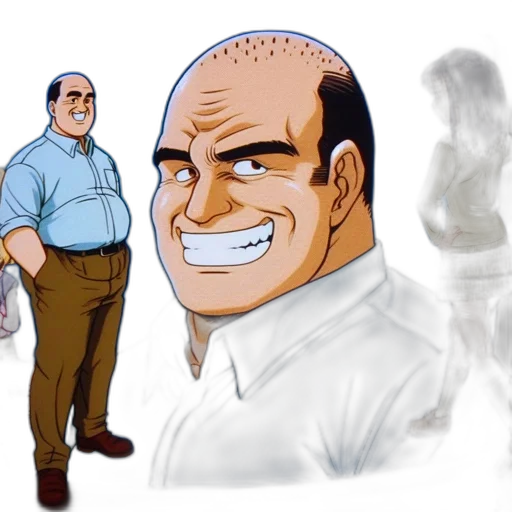staff, face, jacket, creature, concept art, comic book art, cartoon, 3d render transparent PNG cut-out