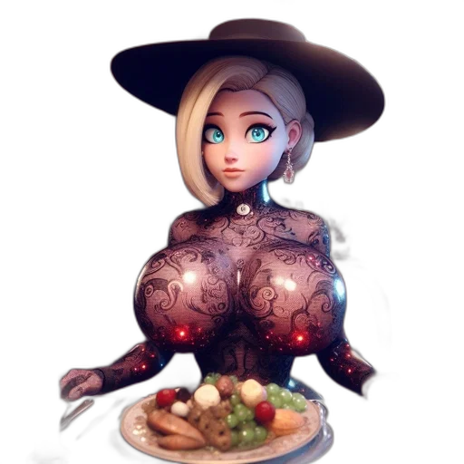 food, robot, dress, creature, concept art, fantasy art, 3d render, pixel art transparent PNG cut-out