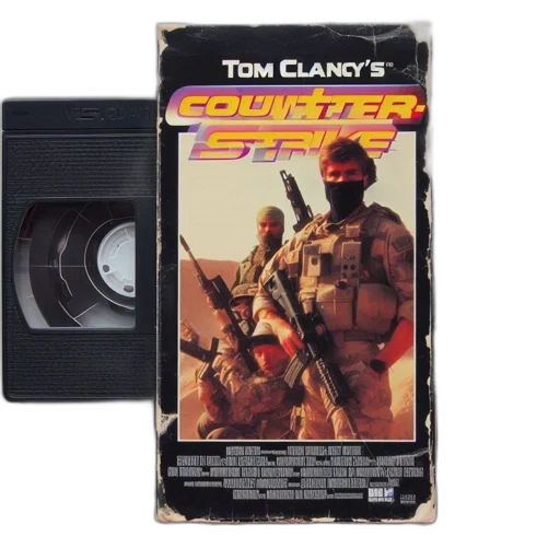 weapon, vhs, tape, titled, tom, clancyâ, counterstrike, featuring transparent PNG cut-out