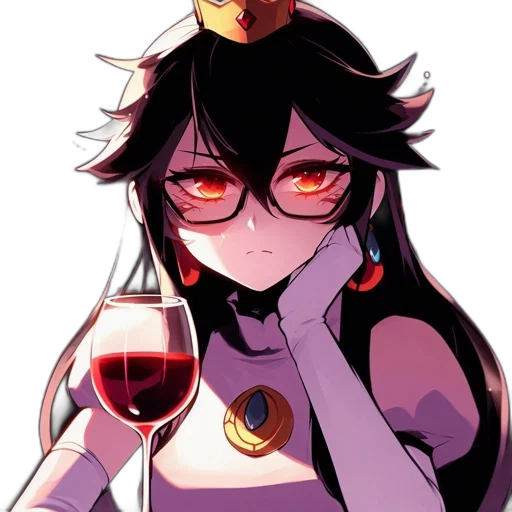 crown, staff, pixel art, anime, concept art, cartoon, dark, red transparent PNG cut-out