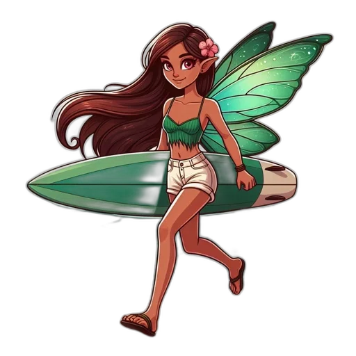 fantasy art, concept art, pixel art, cartoon, green, young, woman, butterfly transparent PNG cut-out