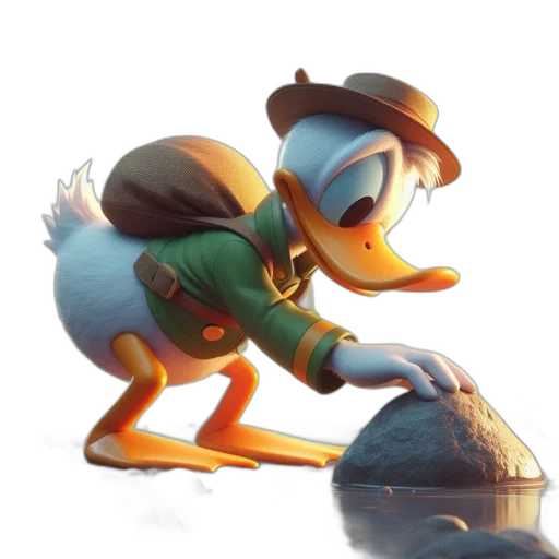 concept art, 3d render, fantasy art, comic book art, green, animated, duck, jacket transparent PNG cut-out
