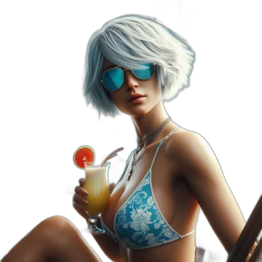 dress, face, robot, concept art, fantasy art, cyberpunk, photorealistic, beach transparent PNG cut-out
