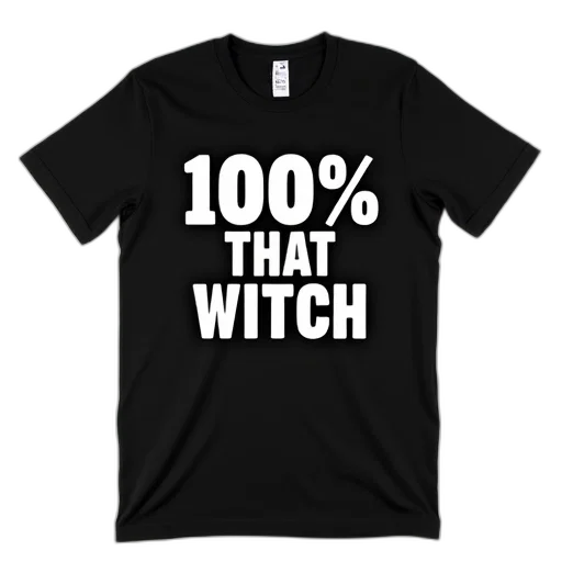 dress, black, t-shirt, phrase, 100, witch, white, lettering transparent PNG cut-out