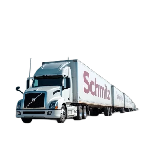 white, semi-truck, word, schmitz, side, parked, open, area transparent PNG cut-out