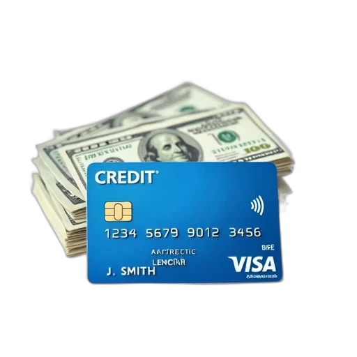 blue, credit, card, word, placed, white, surface, has transparent PNG cut-out