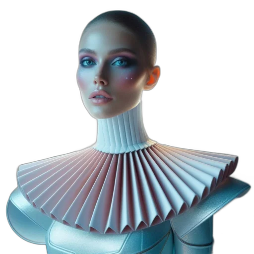 robot, dress, jewelry, 3d render, concept art, vaporwave, fantasy art, outer space transparent PNG cut-out